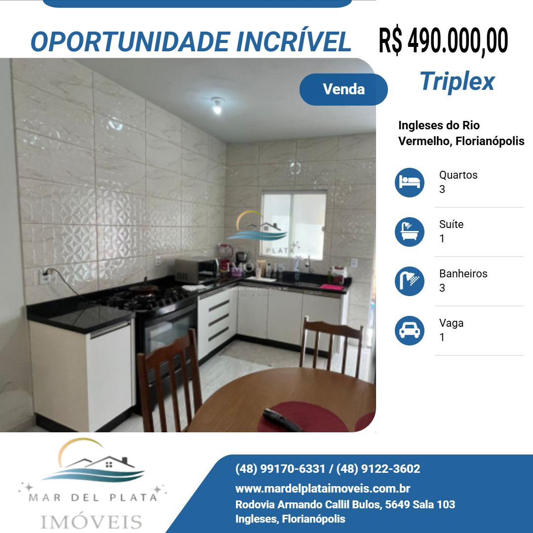 Triplex para Venda, em Florianópolis, bairro Ingleses do Rio Vermelho, 3 dormitórios, 3 banheiros, 1 suíte, 1 vaga
