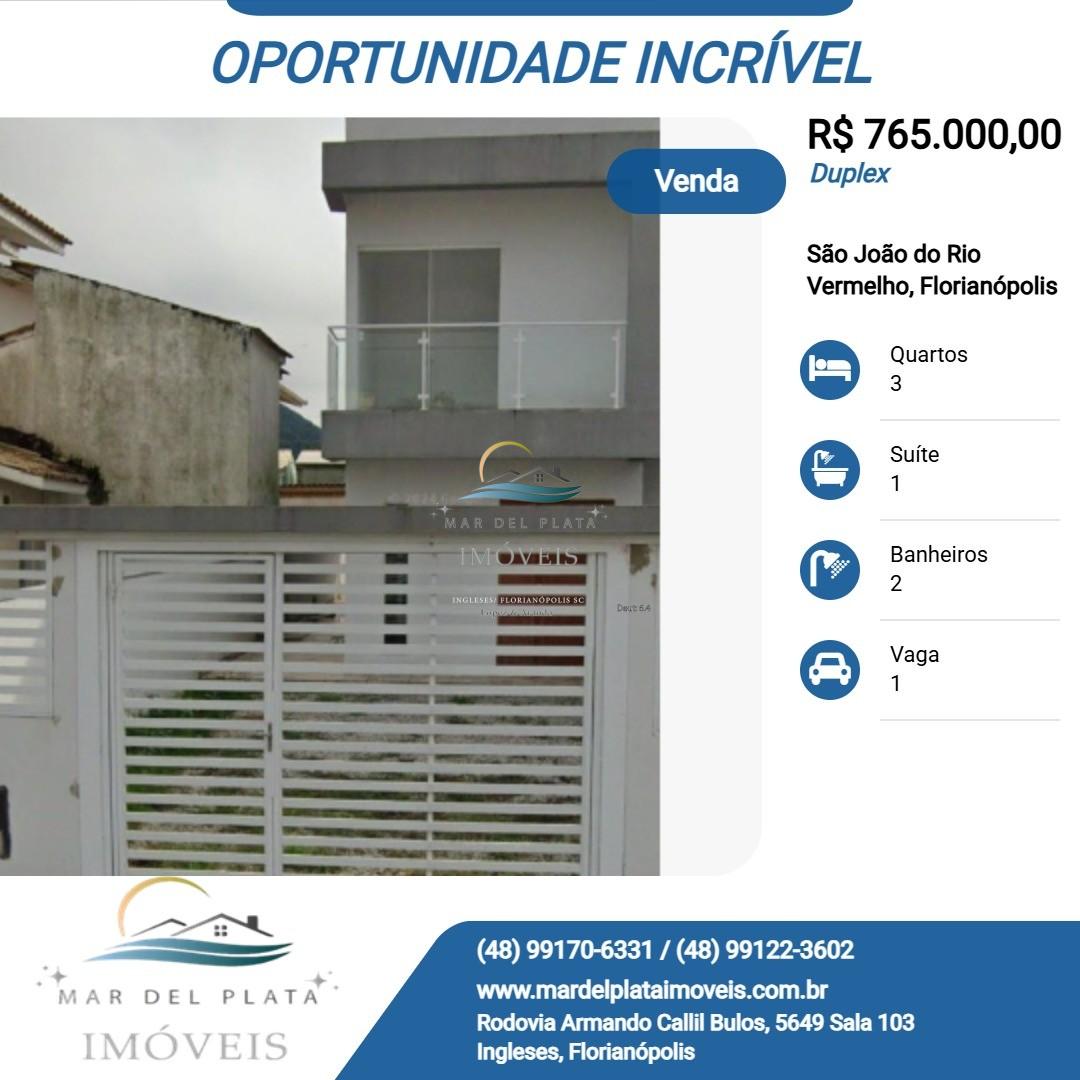 Duplex para Venda, em Florianópolis, bairro São João do Rio Vermelho, 3 dormitórios, 2 banheiros, 1 suíte, 1 vaga