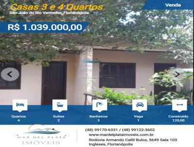 Casas 3 e 4 Quartos para Venda, em Florianópolis, bairro São João do Rio Vermelho, 4 dormitórios, 3 banheiros, 2 suítes, 1 vaga