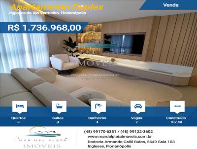 Apartamento Duplex para Venda, em Florianópolis, bairro Ingleses do Rio Vermelho, 3 dormitórios, 4 banheiros, 3 suítes, 2 vagas