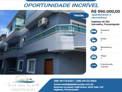 Apartamento 3 dormitórios para Venda, em Florianópolis, bairro Ingleses do Rio Vermelho, 3 dormitórios, 2 banheiros, 1 suíte, 1 vaga